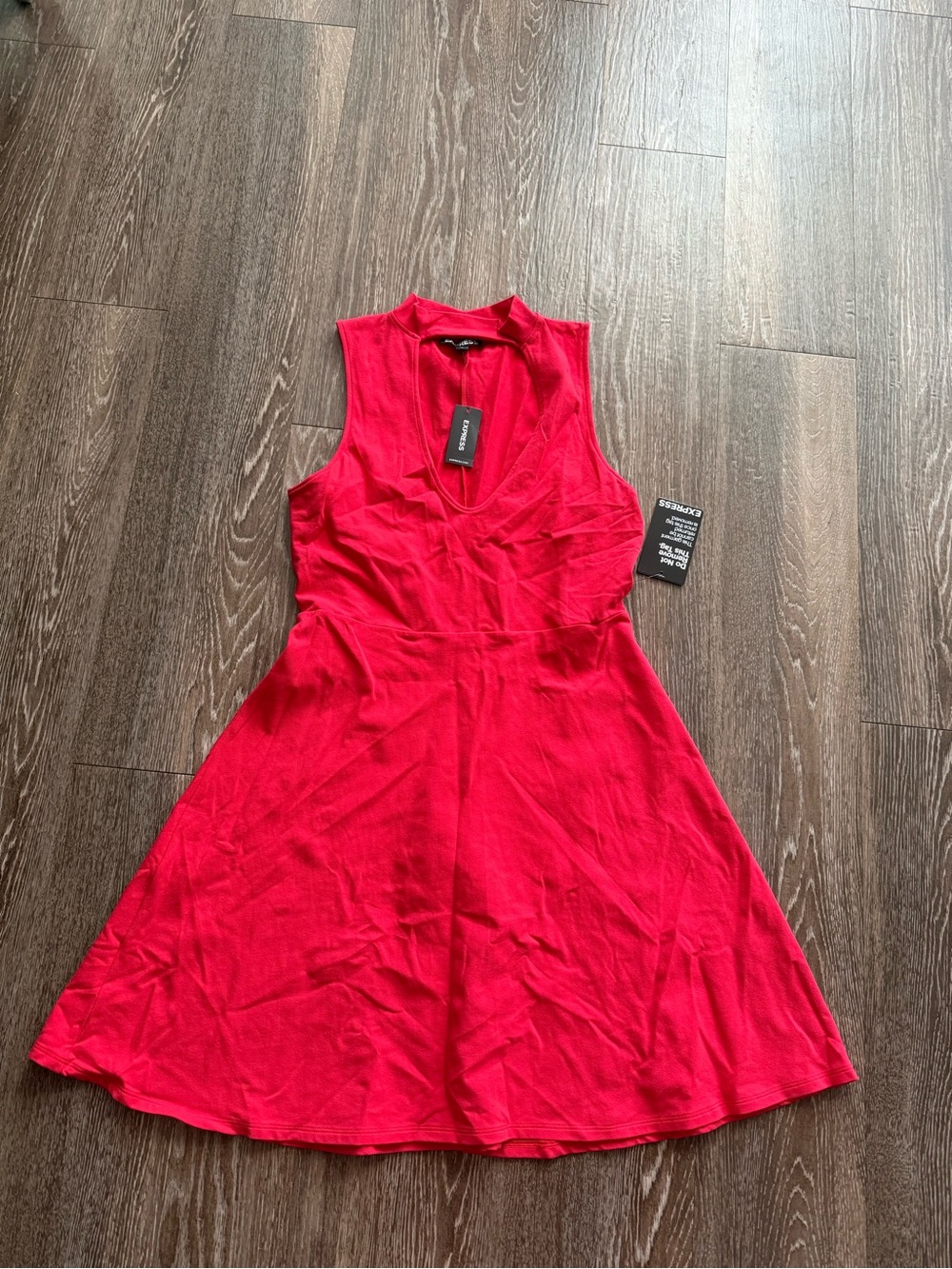 Express Bright Red Sleeveless V-Neck Mini Dress